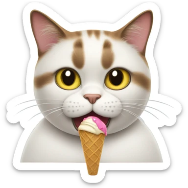 annoyed cat eating ice cream sticker