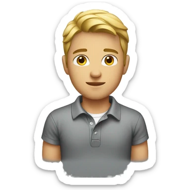 young man with a polo shirt sticker