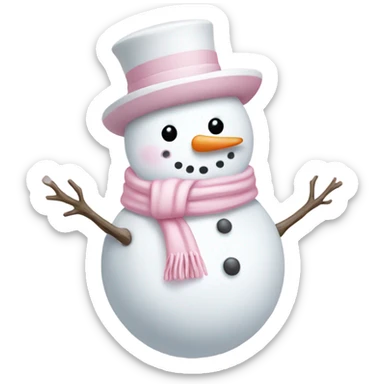 Cute white and light pink snowman sticker