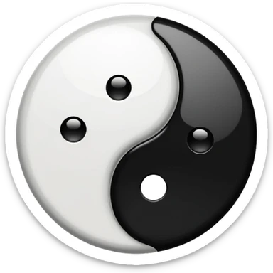 Yin and Yang glowing black and white in 32x32 sticker