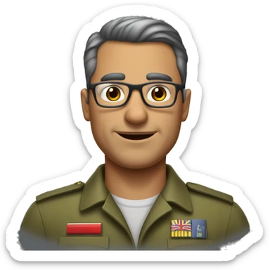 Homme brun cheveux rasés type militaire avec lunettes de vue âgé de 55 ans pesant 85 kilos plutôt souriant et affable divorcé  sticker