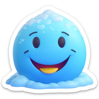 frozen smiley face sleeping, frosty surface, icy blue sticker