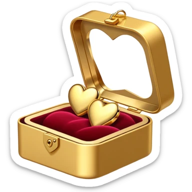 Gold heart earrings in a box opened to the right side sticker