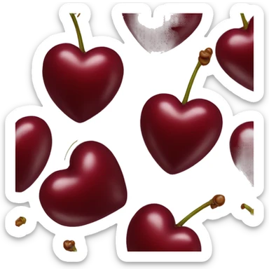 heart shaped burgundy cherries sticker