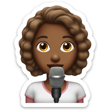 Brown skin girl with podcast mic  sticker