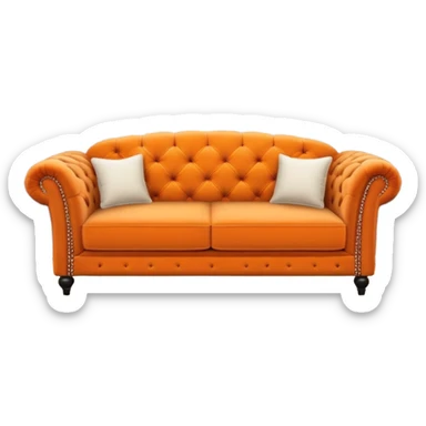 A cozy, vintage-style orange couch sitting in the middle of the Central Perk café, inspired by the famous Friends TV show. sticker