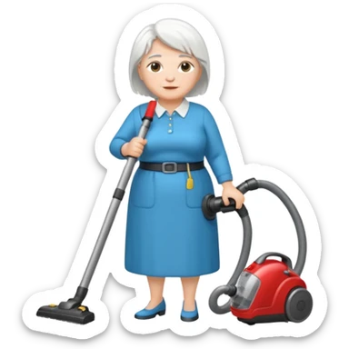 White hair cubby lady modern clothes older chubby ed lady vaccum sticker