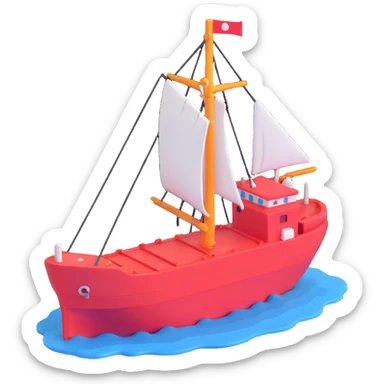 port with cargo ship sticker