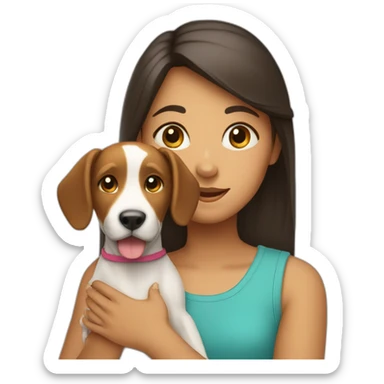 a girl and a dog in her hands sticker