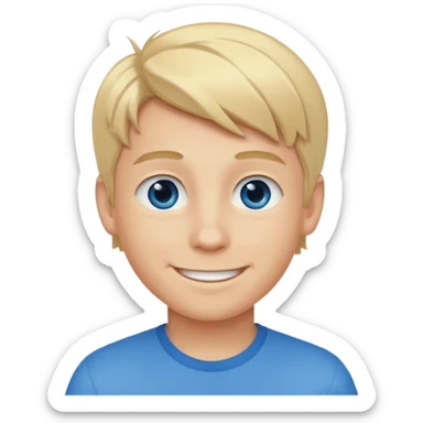 A smiling boy with blonde hair sticker