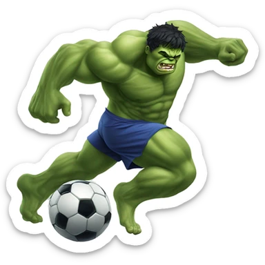 hulk kicking a soccer ball sticker
