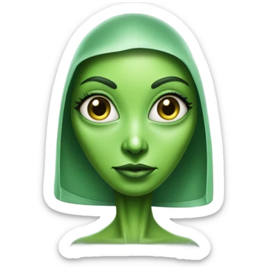 a green alien woman full body sticker