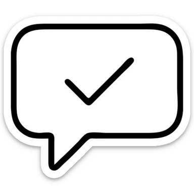speech bubble with a checkmark to show a comment has been made sticker