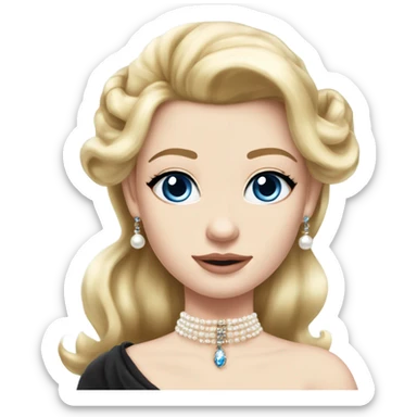 Make a blonde princess with half up half down hair. She must have pale skin and blue eyes. Pearl earrings. And a Chanel choker necklace. She has to be beautiful sticker