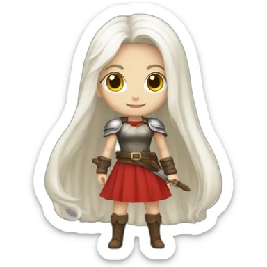 rpg-girl-with-long white-hair and red skirt sticker