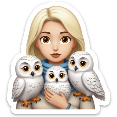 Dirty blonde girl with snowy owls sticker