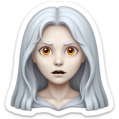 creepy ghost woman with gray skin and scary face sticker