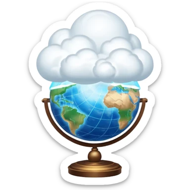 a large cloud with a glowing meridian globe sticker