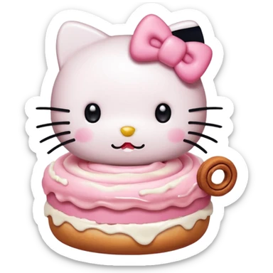 my emoji is hellokitty with cinnamon roll sticker