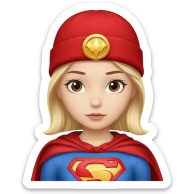 girl superhero with beanie sticker