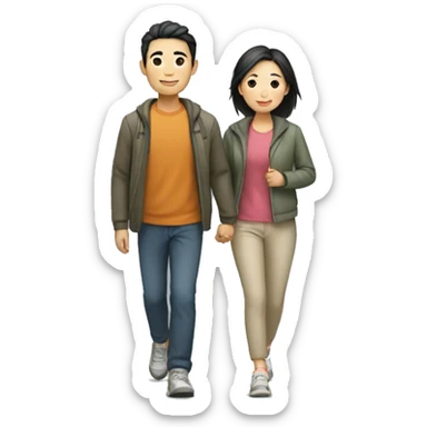 a Chinese couple taking a walk sticker