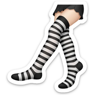 black and white striped stockings with two holes on each leg of white skin, no shoes sticker