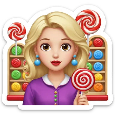 very pretty candy shop girl face with unique hair and earrings sticker