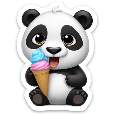Panda eating ice cream sticker