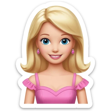 barbie wear pink dress sticker