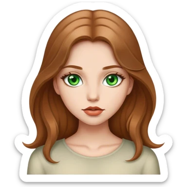 девочка с зеленымы глазами, волосы русые и длинные, большие губы sticker