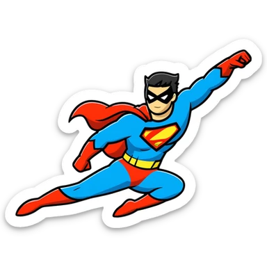 superhero flying sticker
