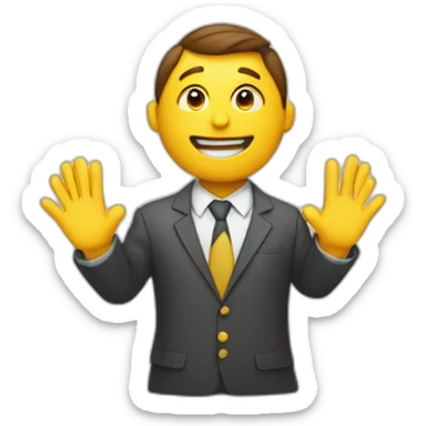 HR-manager shows the cross with his hands sticker