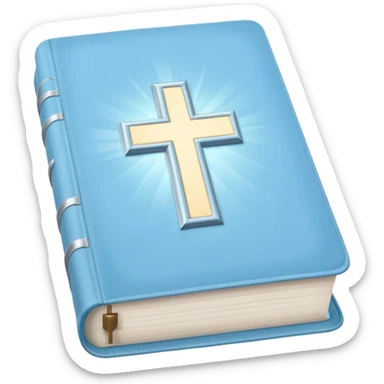a emoji pastel baby blue and silver bible glowing  sticker