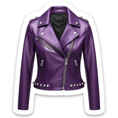 Dolce and gabanna brand Cropped midnight plum color leather detailed jacket for women with shiny gothic edgy style embellishments. 8k, 5000x5000px, 3D rendering, realistic, isolated still life, no emoji faces no emoji icons no human figures  sticker