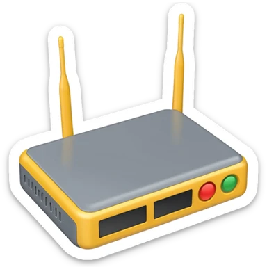 a real, highly realistic modem with antennas sticker