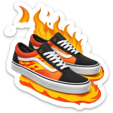 Vans shoes black skate and fire in front logo write irish khan on fire sticker