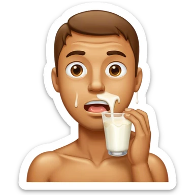 Man with milk dripping out mouth sticker