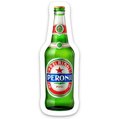 Glass bottle Peroni with red marketing tape sticker