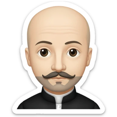 a hand drawn black outline portrait of philosopher Montaigne with similar-sized eyes based a famous portrait of him sticker