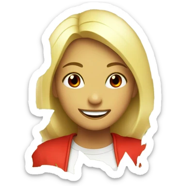 High girl on leaf with red eyes big smile food everywhere leaf sticker