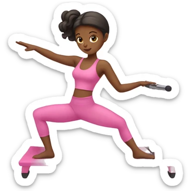 A girl doing Pilates with pink clothes  sticker