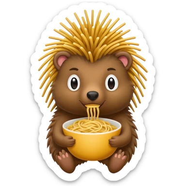 Porcupine holding spaghetti  sticker