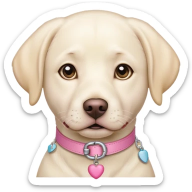 White Labrador with pink collar sticker