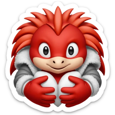 knuckles a red animal with peach arms and white mittens that have no fingers , he’s a echidna with red eyes sticker