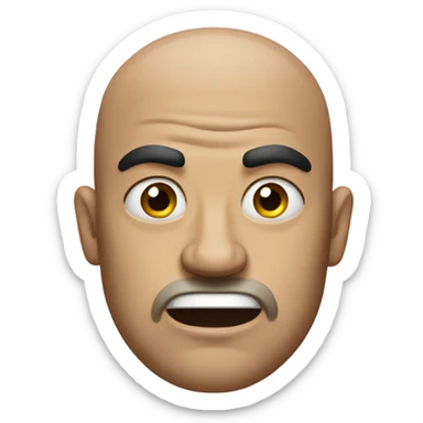 angry bald man with big frown lines sticker