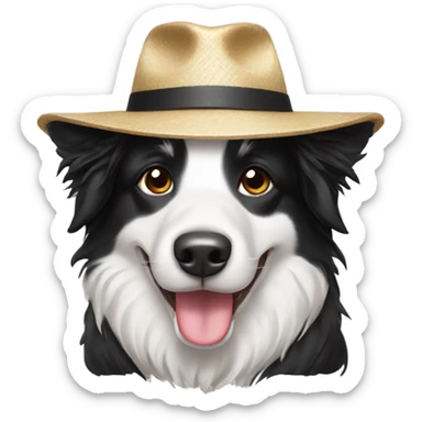 border collie dog wear asian hat sticker