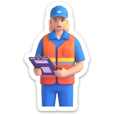 freight forwarding agent with clipboard and shipping containers sticker