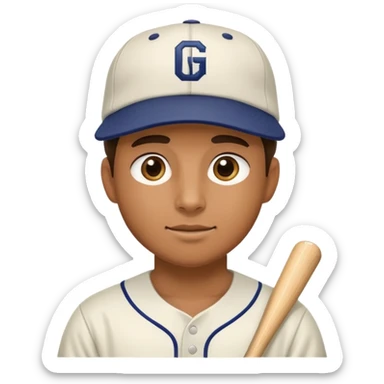 Discussed baseball player with a hat that says gb on it sticker