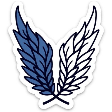 Wings of Freedom logo from Attack on Titan, overlapping blue and white wings, Survey Corps emblem sticker
