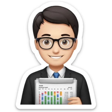 smile male dark short hair auditor with spreadsheet emoji sticker